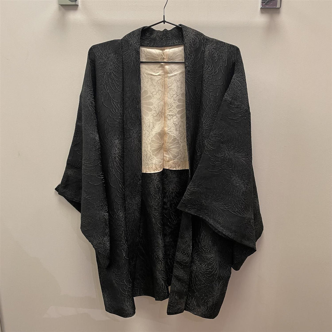 Haori | Silk Floral Wowen Black