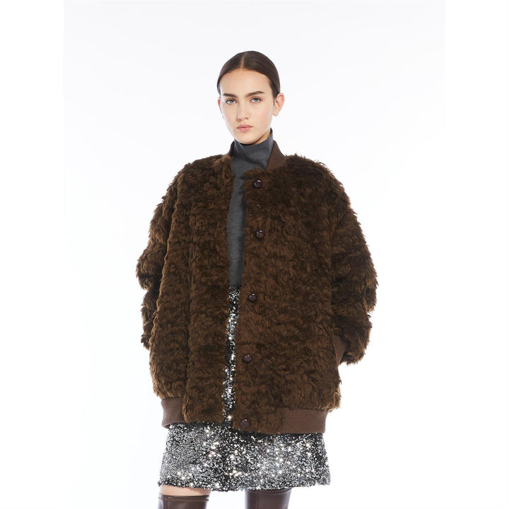 Jakke | Agiate Short Furry Fabric Bomber Jacket
