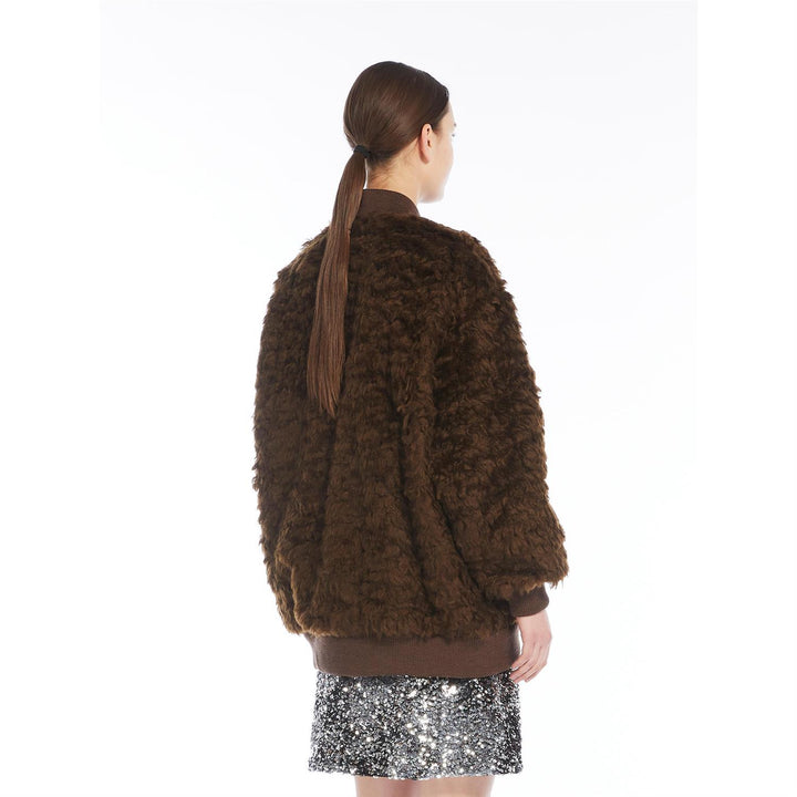 Jakke | Agiate Short Furry Fabric Bomber Jacket
