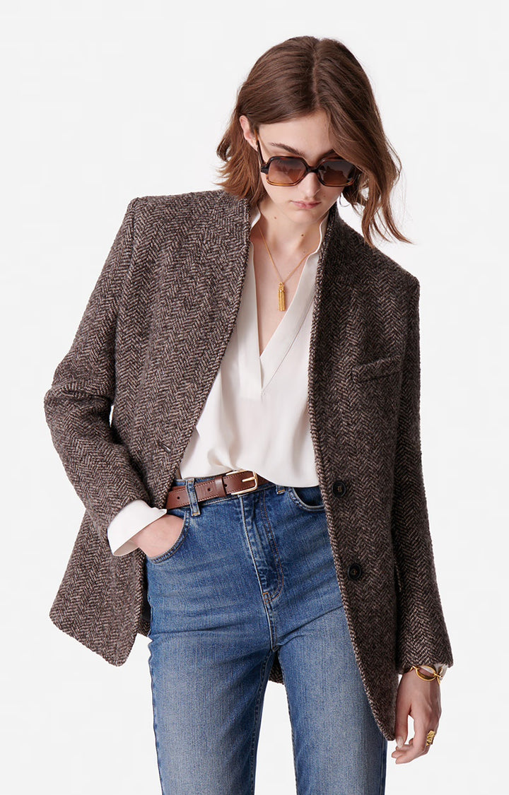 Blazer | Jovanka Jacket Wool Blend Chocolate