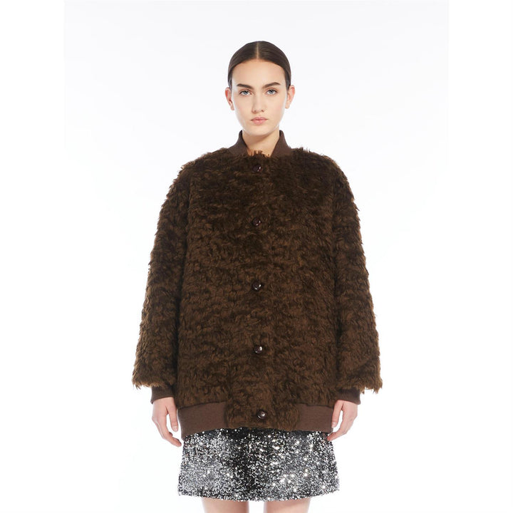 Jakke | Agiate Short Furry Fabric Bomber Jacket