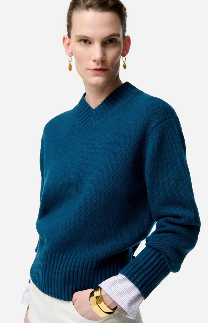 Genser | Fazio Sweater Wool & Yak - Bleu Canard