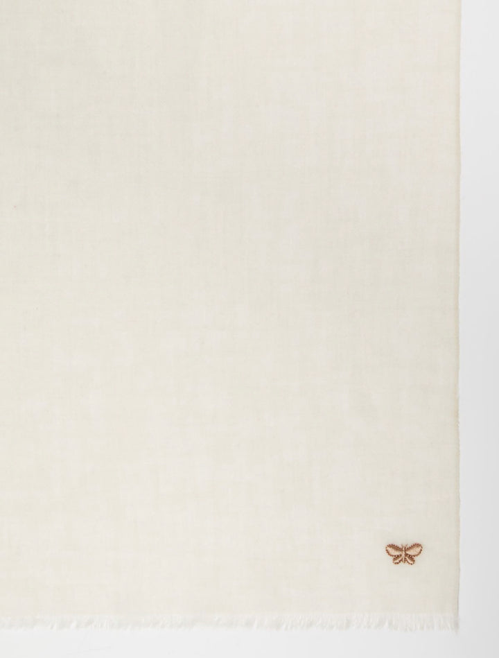 Skjerf | Embroidered logo-decorated wool stole