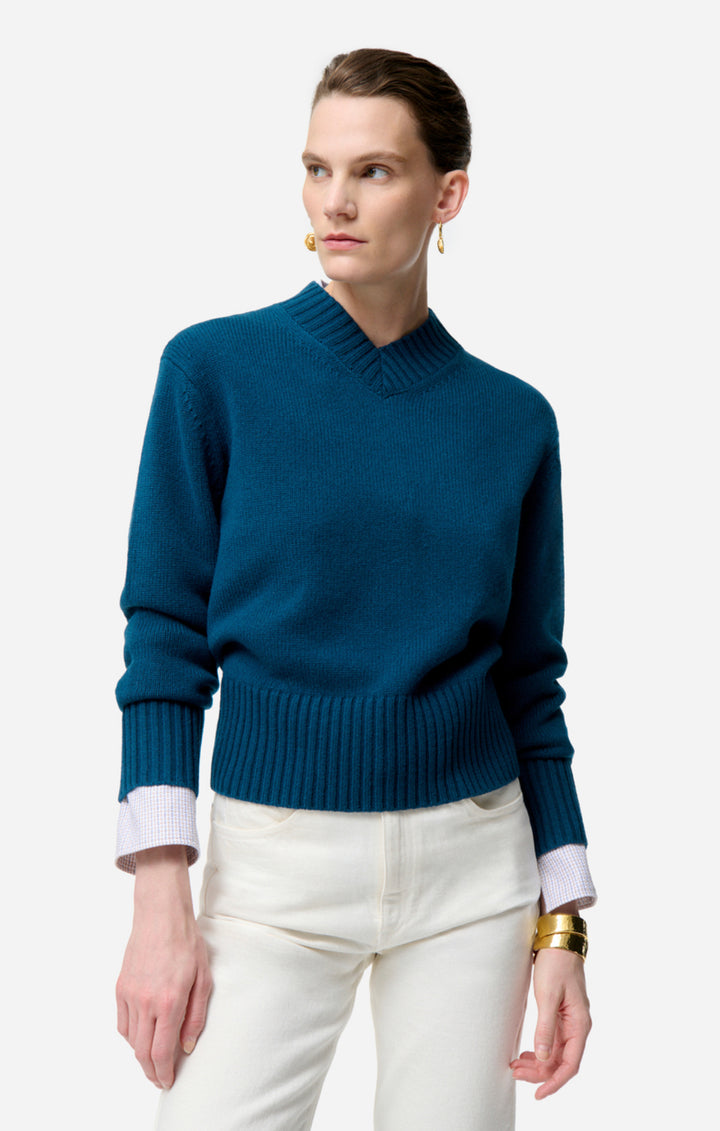 Genser | Fazio Sweater Wool & Yak - Bleu Canard