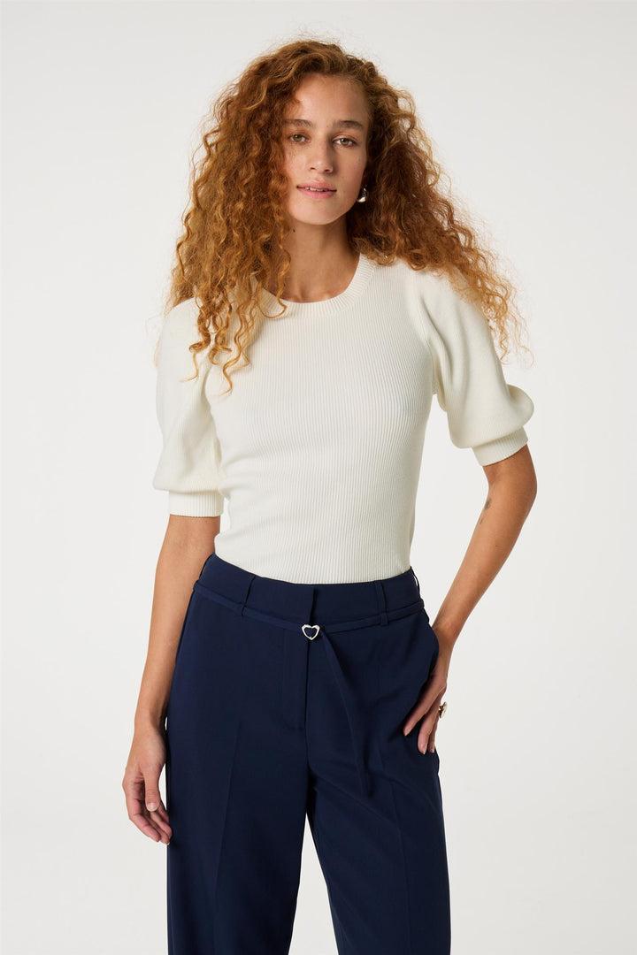 Genser | Lillian Short Sleeve Pullover - Cosy White
