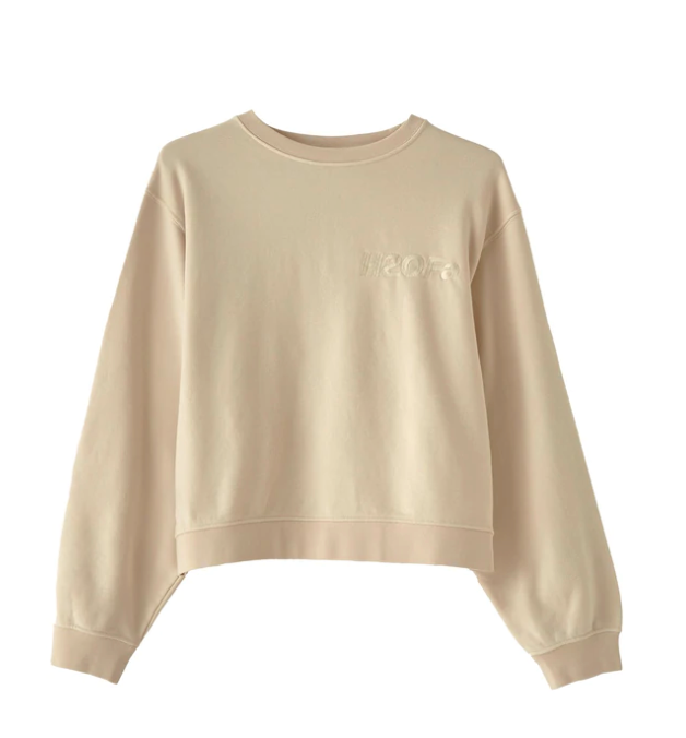 GENSER | CREAM DOCTOR SWEAT CROPPED O-NECK  MOONBEAM