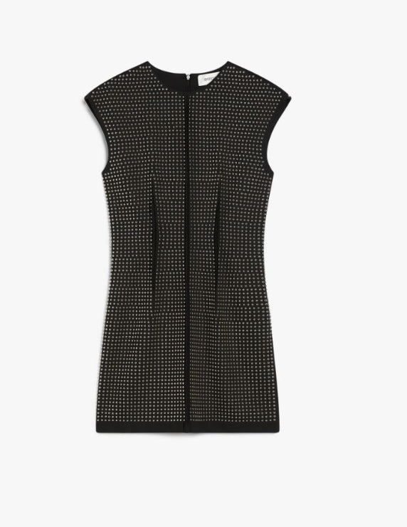 Kjole | Volante Microstud-Adorned Crew-Neck Dress