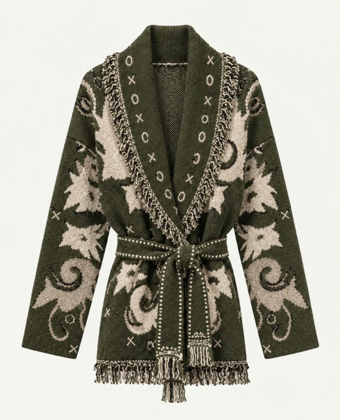 Cardigan | Frill Kiel Cardigan - Moss Green