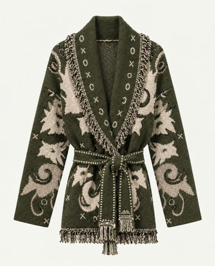 Cardigan | Frill Kiel Cardigan - Moss Green