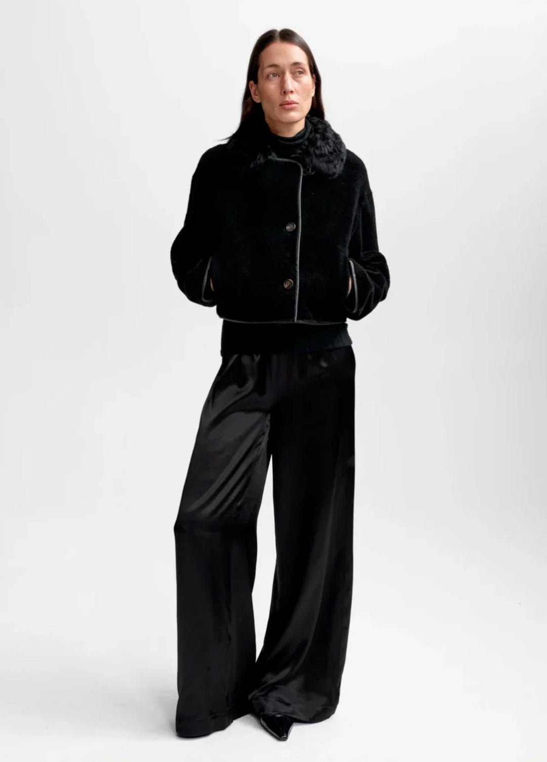 Jakke | Elda Lamb Fur Jacket - Black