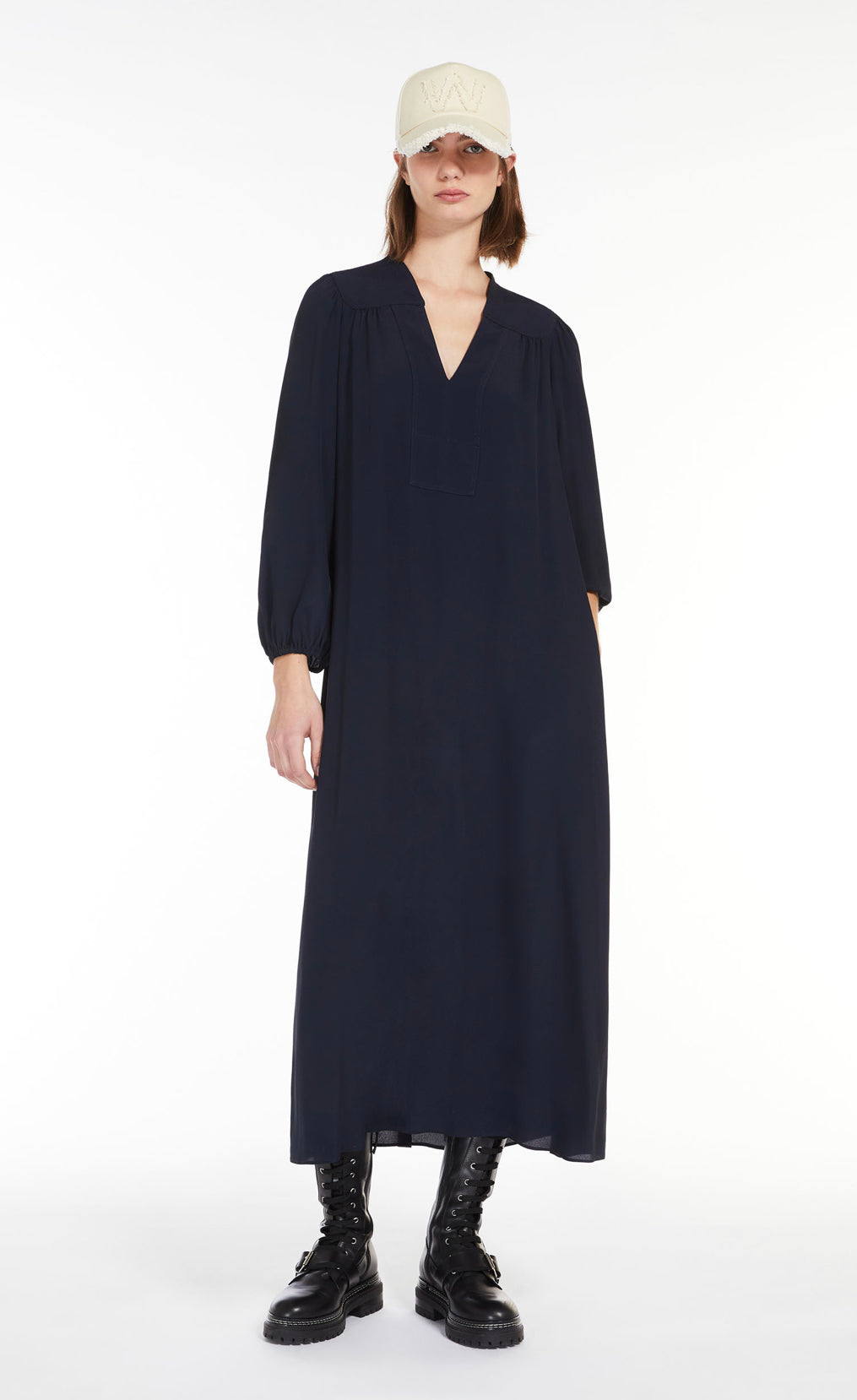 Kjole | Elisir Silk Blend Midi Dress Navy