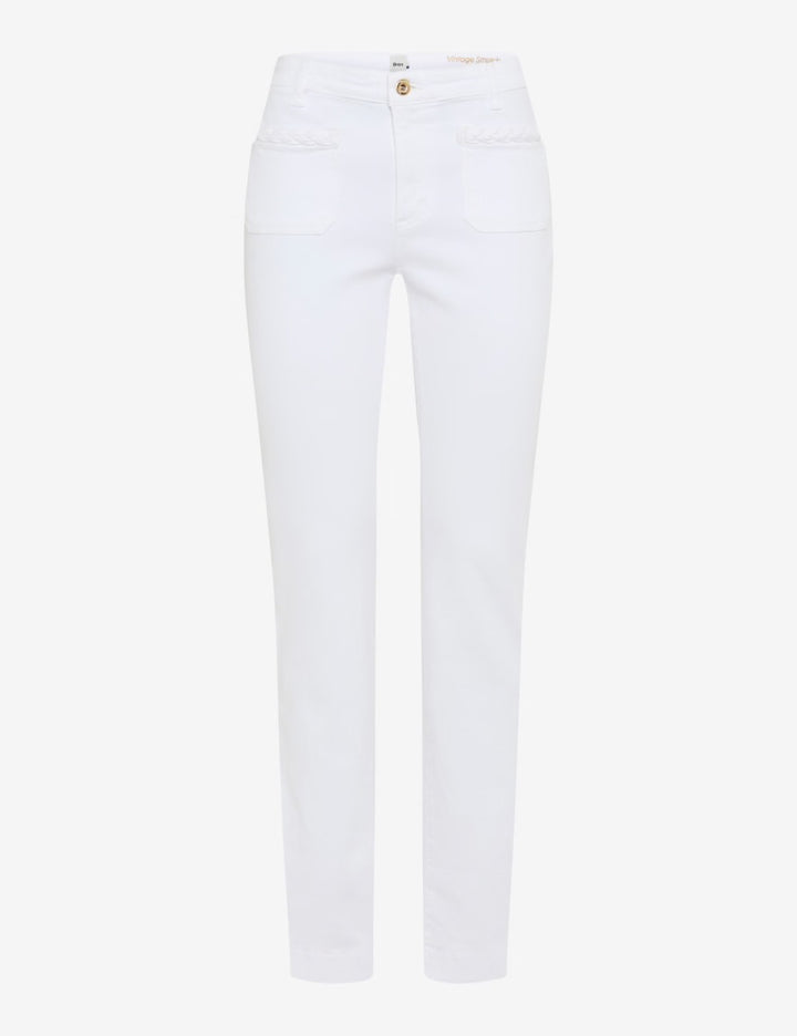 Jeans | Mary Braided Patch Pockets - White
