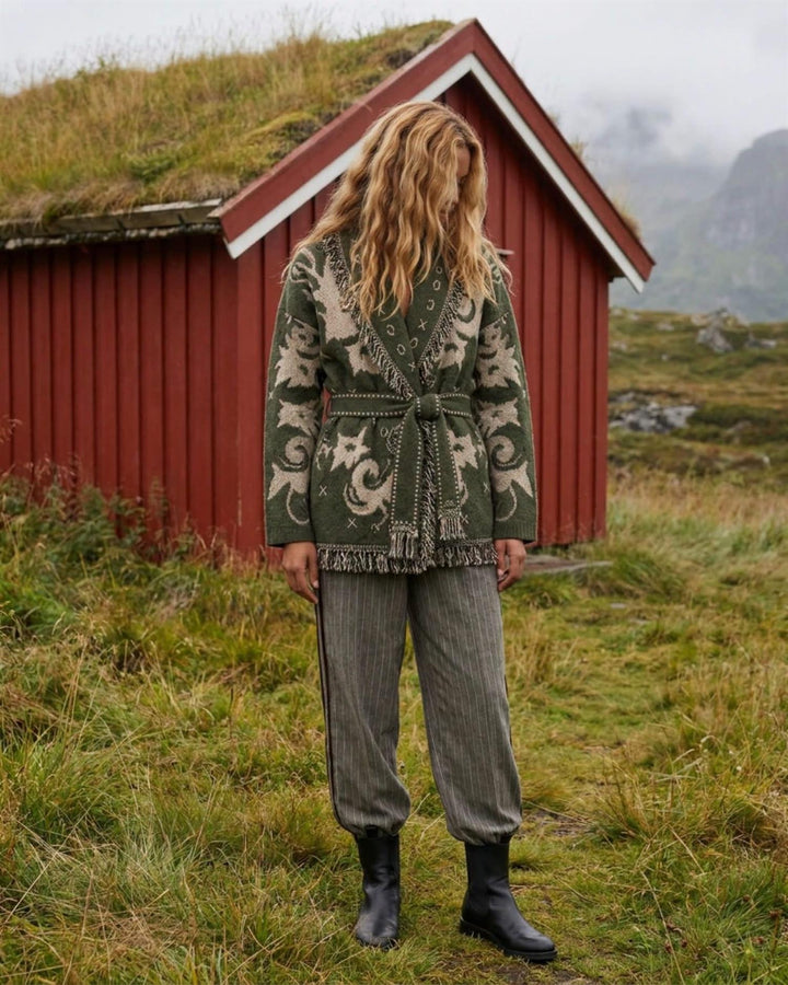 Cardigan | Frill Kiel Cardigan - Moss Green