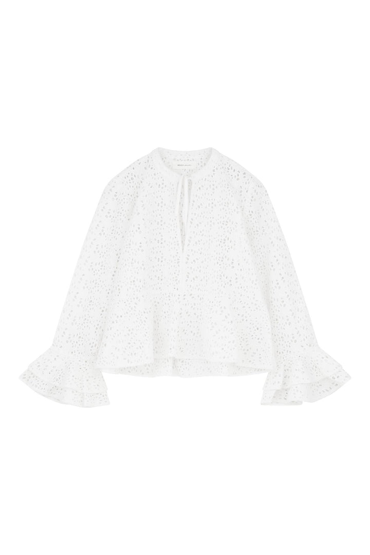 Bluse | Frigga Flounce Blouse - Optic white