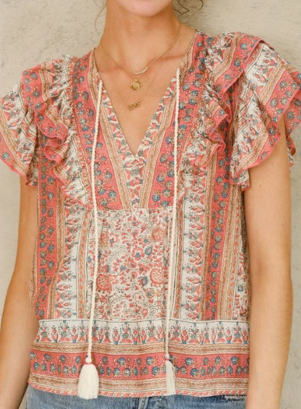 Bluse | Cass print frill top