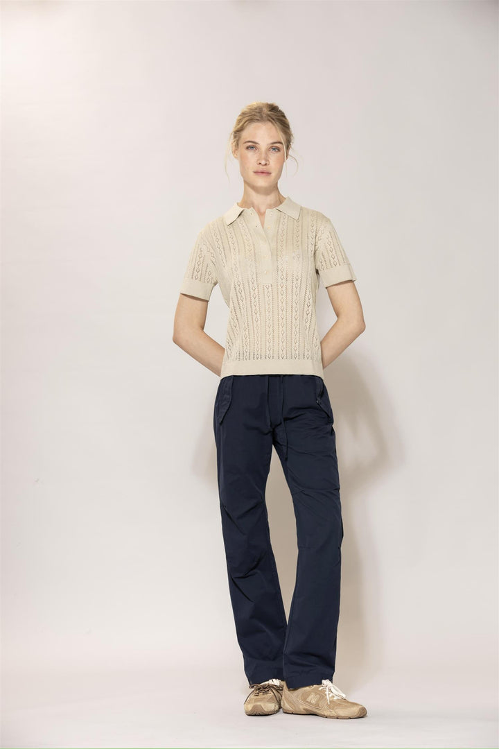 Polo Tee | Lina Linen - Chalk melange