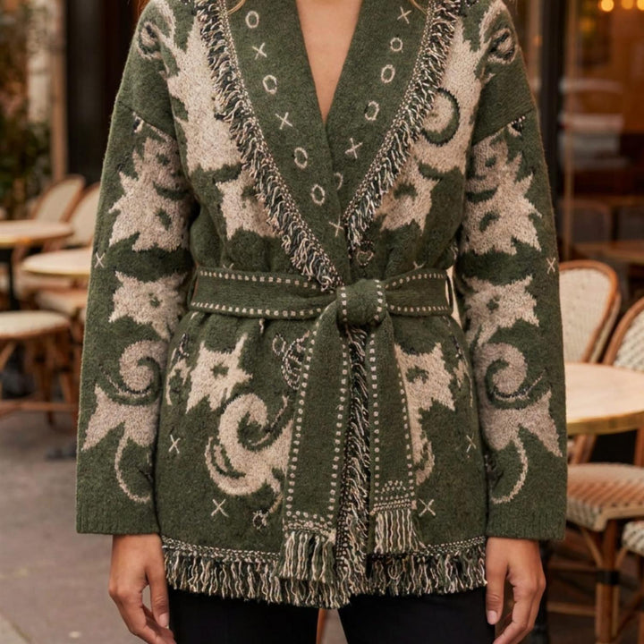 Cardigan | Frill Kiel Cardigan - Moss Green