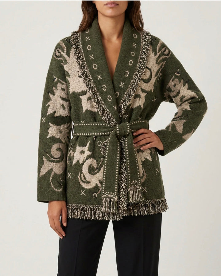 Cardigan | Frill Kiel Cardigan - Moss Green