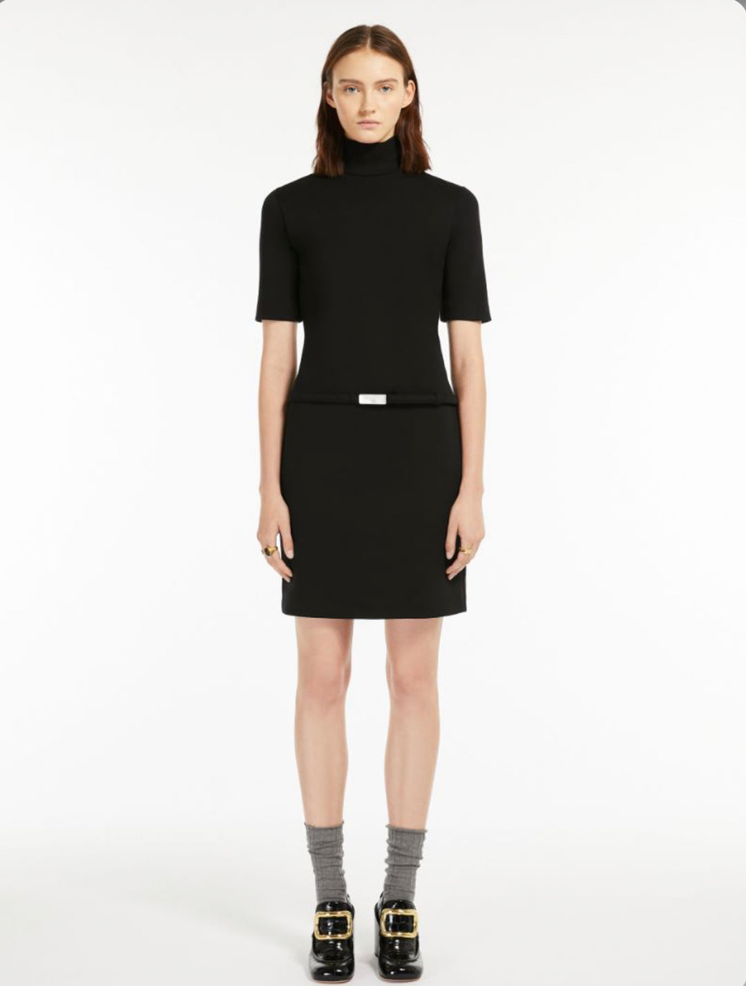 Kjole | Halle Stretch wool jersey dress Black