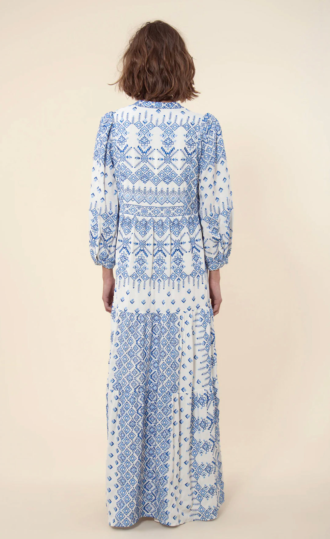 Kjole | Clary Maxi Embroidered Blue