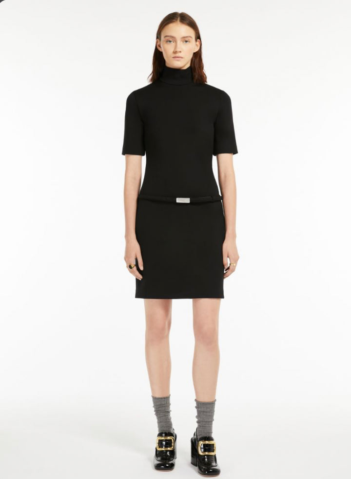 Kjole | Halle Stretch wool jersey dress Black